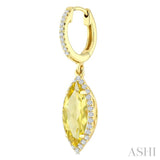 12X5 MM Evoque Gemstones Marquise Shape Lemon Quartz and 1/3 Ctw Round Cut Diamond Semi-Precious Earrings in 10K Yellow Gold