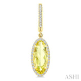 12X5 MM Evoque Gemstones Oval Shape Lemon Quartz and 1/3 Ctw Round Cut Diamond Semi-Precious Earrings in 10K Yellow Gold