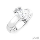 1/20 Ctw Oval Shape Round Cut Diamond Semi-Mount Engagement Ring in 14K White Gold