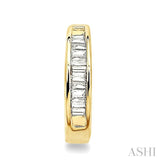 1/10 Ctw Baguette Cut Diamond Huggie Earrings in 14K Yellow Gold