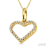 1/10 ctw Round Cut Diamond Heart Shape Pendant in 10K Yellow Gold with Chain