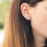 3/4 ctw Round Cut Diamond Earring Jacket in 14K Yellow Gold