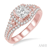 1/2 Ctw Diamond Semi-mount Engagement Ring in 14K Rose Gold