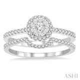 1/2 ctw Round Shape Diamond Lovebright Wedding Set with 1/3 ctw Engagement Ring and 1/6 ctw Wedding Band in 14K White Gold