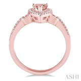7x5 MM Pear Shape Morganite and 1/6 ctw Round Cut Diamond Ring in 14K Rose Gold