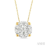 1/8 ctw Lovebright Round Cut Diamond Pendant in 14K Yellow Gold with Chain