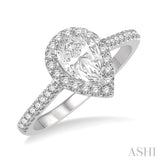 3/8 ctw Pear Shape Diamond Ladies Engagement Ring with 1/4 Ct Pear Cut Center Stone in 14K White Gold