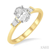 1/5 ctw Baguette Diamond Semi-Mount Engagement Ring in 14K Yellow and White Gold