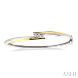 1/6 Ctw Three Stone Round Cut Diamond Bangle in 10K White and Yellow Gold