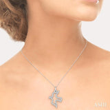 1/6 Ctw Single Cut Diamond Dove Petite Pendant in 14K White Gold with Chain