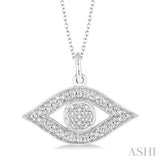 1/20 Ctw Round Cut Diamond Eye Pendant in Sterling Silver with Chain