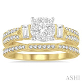 1.00 ctw Diamond Lovebright Bridal Set with 3/4 ctw Engagement Ring and 1/5 ctw Wedding Band in 14K Yellow and White Gold