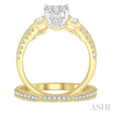 1.00 ctw Diamond Lovebright Bridal Set with 3/4 ctw Engagement Ring and 1/5 ctw Wedding Band in 14K Yellow and White Gold