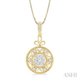 1/2 ctw Round Cut Diamond Lovebright Pendant in 14K Yellow and White Gold with Chain