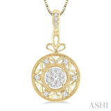 1/2 ctw Round Cut Diamond Lovebright Pendant in 14K Yellow and White Gold with Chain