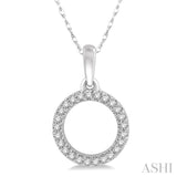 1/10 Ctw Hollow Cut Circle Round Cut Diamond Petite Pendant in 10K White Gold