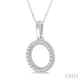 1/10 Ctw Hollow Cut Circle Round Cut Diamond Petite Pendant in 10K White Gold