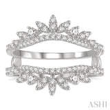 1/2 Ctw Pod Accent Crown Round Cut Diamond Insert Ring in 14K White Gold