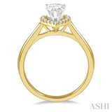 1/10 Ctw Pear Shape Round Cut Diamond Semi-Mount Engagement Ring in 14K Yellow and White Gold