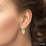 1/4 Ctw Circular Bead & Round Cut Bead Bijoux Diamond Hoop Earring in 14K Yellow Gold