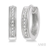 1/10 Ctw Scooped Center Round Cut Diamond Huggie Petite Earrings in 10K White Gold