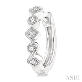 1/10 Ctw Circular & Rhombus Mount Round Cut Diamond Huggie Petite Earrings in 10K White Gold