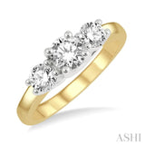 1.00 ctw Round Cut Diamond Three-Stone Ring in 14K Yellow and White Gold