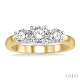 1.00 ctw Round Cut Diamond Three-Stone Ring in 14K Yellow and White Gold