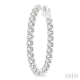 5 ctw Inside-Out Round Cut Diamond Oval Shape Hoop Earrings in 14K White Gold