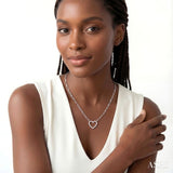 1/10 Ctw Round Cut Diamond Heart Pendant With Paperclip Chain in Sterling Silver