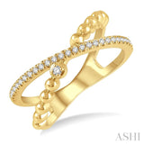 1/6 Ctw Criss Cross Split Shank Round Cut Bead Bijoux Diamond Fashion Ring in 10K Yellow Gold