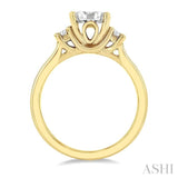 5/8 Ctw Oval Shape Lovebright Round Cut Diamond Engagement Ring in 14K Yellow and White Gold
