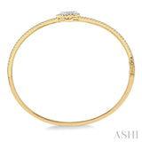 1 Ctw Pear Shape Lovebright Round Cut Diamond Stackable Bangle in 14K Yellow and White Gold