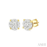 1/6 ctw Lovebright Round Cut Diamond Stud Earrings in 14K Yellow and white Gold