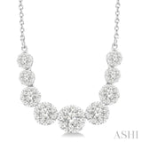 1.00 ctw Round Cut Lovebright Diamond Necklace in 14K White Gold