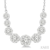 1.00 ctw Round Cut Lovebright Diamond Necklace in 14K White Gold