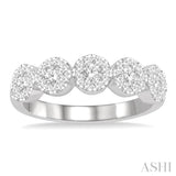 3/4 Ctw 5-Stone Lovebright Round Cut Diamond Band in 14K White Gold