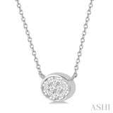 1/6 ctw Oval Shape Lovebright Diamond Pendant With Chain in 14K White Gold