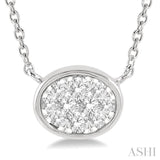 1/6 ctw Oval Shape Lovebright Diamond Pendant With Chain in 14K White Gold