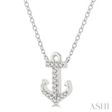 1/10 Ctw Anchor Round Cut Diamond Petite Fashion Pendant With Chain in 10K White Gold