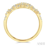 1/3 Ctw Alternating Marquise and Circular Mount Round Cut Diamond Curved Wedding Band in 14K Yellow Gold