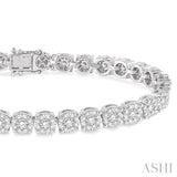 5.00 ctw Round Cut Diamond Lovebright Tennis Bracelet in 14K White Gold