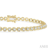 2 Ctw Round Cut Diamond Illusion Tennis Bracelet in 10K Yellow Gold