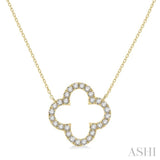 1/2 Ctw Clover Round Cut Diamond Pendant in 14K Yellow Gold