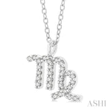 1/8 Ctw Virgo Round Cut Diamond Zodiac Pendant With Chain in 10K White Gold