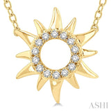 1/10 ctw Sun Symbol Petite Round Cut Diamond Fashion Pendant With Chain in 10K Yellow Gold