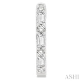 1/4 ctw Petite Baguette and Round Cut Diamond Fashion Huggies in 10K White Gold