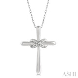 1/20 ctw Infinity Round Cut Diamond Cross Petite Pendant With Chain in 10K White Gold