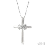 1/20 ctw Infinity Round Cut Diamond Cross Petite Pendant With Chain in 10K White Gold