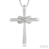 1/20 ctw Infinity Round Cut Diamond Cross Petite Pendant With Chain in 10K White Gold